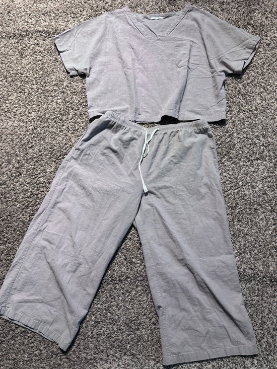 Ekouaer Pants - Ekouaer Relaxed Wide-Leg Joggers Set - Gray
